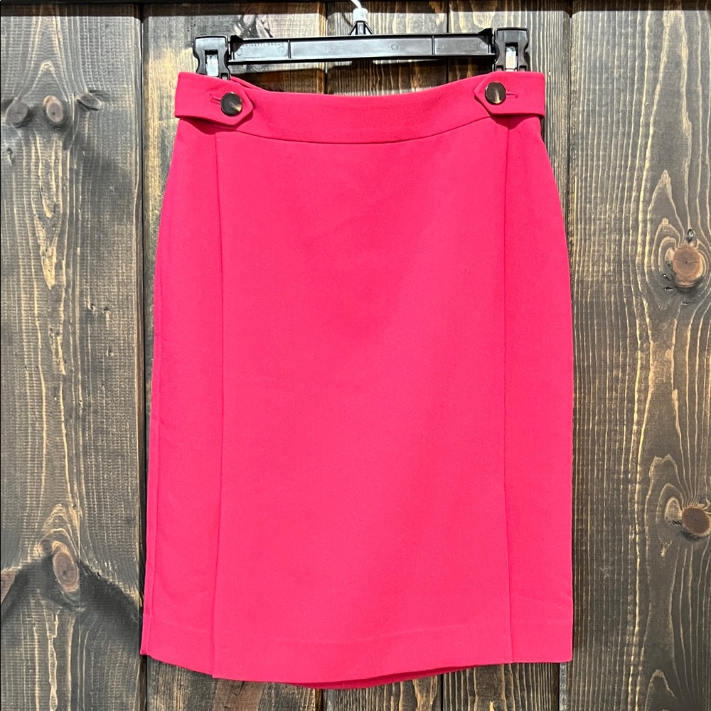 Ann Taylor Pencil Skirt 2 Petite Berry Magenta Split Hem Lined Knee NWT Office